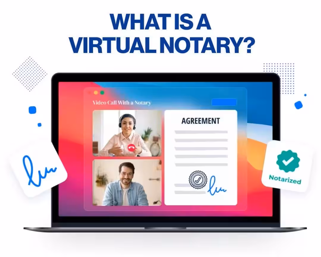 What is a Virtual Notary illustration showing laptop call